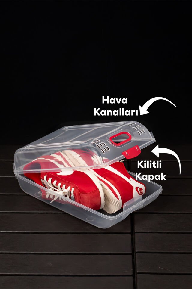 Porsima 204 10lu Kadın, Çocuk Ayakkabı Saklama Kutusu-Şeffaf Pratik Ayakkabı Kabı Düzenleyici Saklama Seti