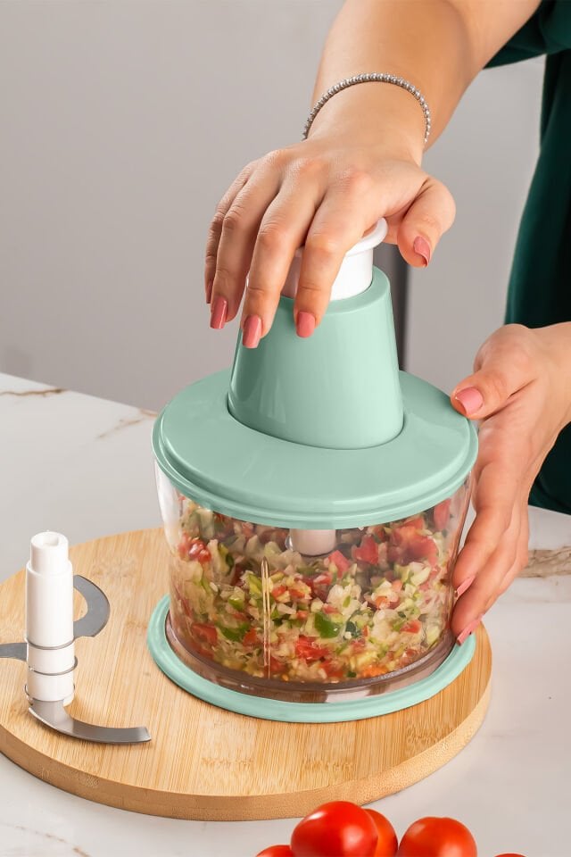 Porsima 232 Basmalı Pratik El Rondosu 3 Bıçaklı Blender Doğrayıcı 1000ml Yeşil