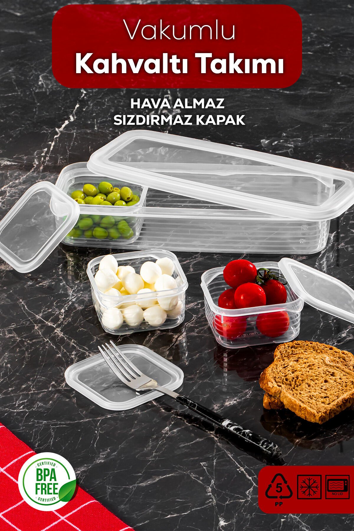 Porsima 4368 FreshLock Vakumlu Kahvaltılık Çok Amaçlı Saklama Kabı Kahvaltı Seti