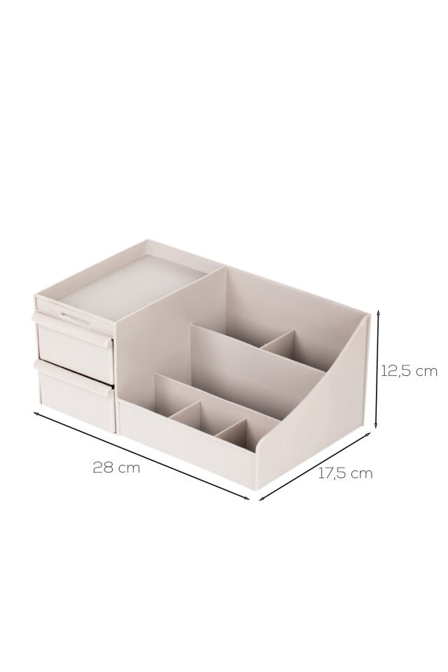 Porsima 5305 Çok Amaçlı Organizer 2 Çekmeceli Kozmetik Parfüm Krem Takı Makyaj Düzenleyici Kapicino