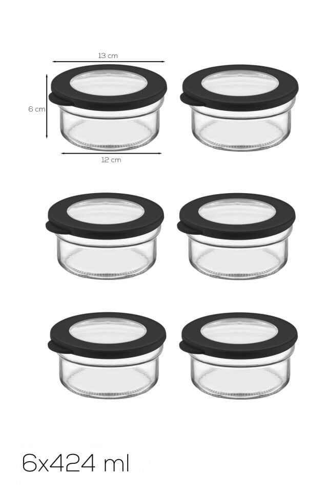 Porsima 4381 Flat 6lı Cam Kahvaltılık Çok Amaçlı Saklama Kabı Cam Kahvaltı Seti