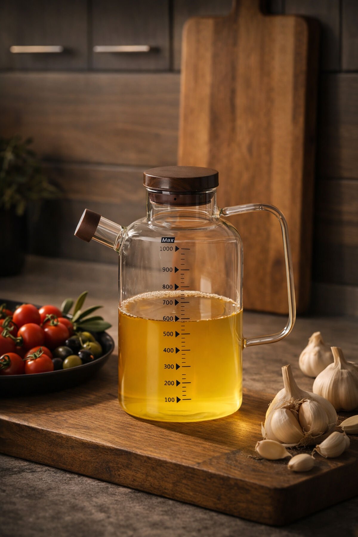 Porsima LM-0108 Verra Kapaklı Borosilikat Cam Yağlık Sirkelik Yağdanlık 1000ml