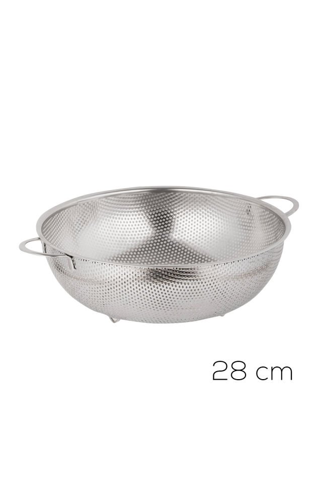 Porsima BLS-KS-28 Kulplu Paslanmaz Çelik Süzgeç Mutfak Eleği Meyve ve Sebze Yıkama Aparatı Kevgir 28cm