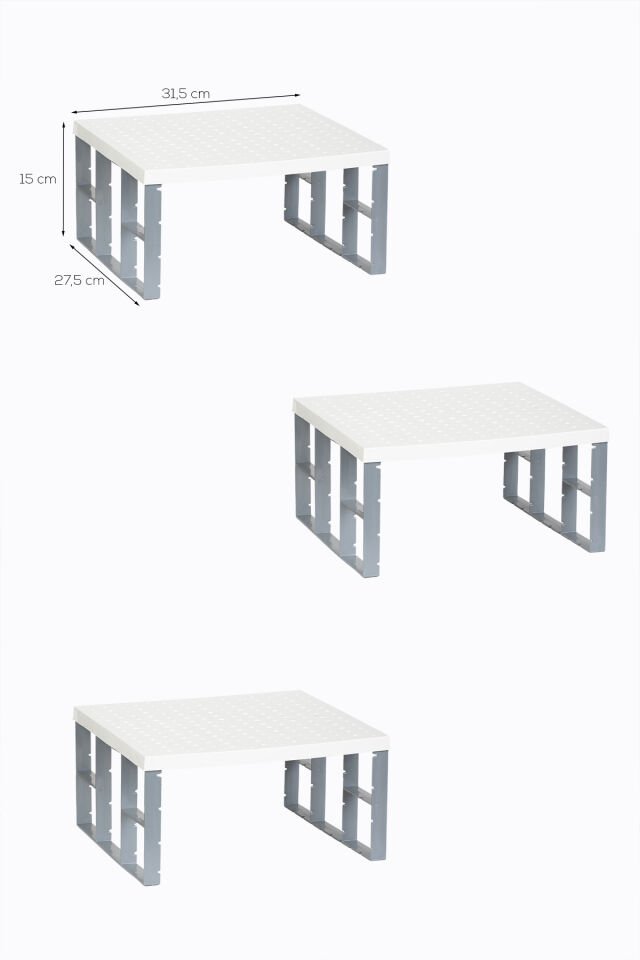 Porsima 5342 3lü Raf Düzenleyici - Dolap Içi Düzenleyici Raf - Tabak Bardak Rafı Organizers