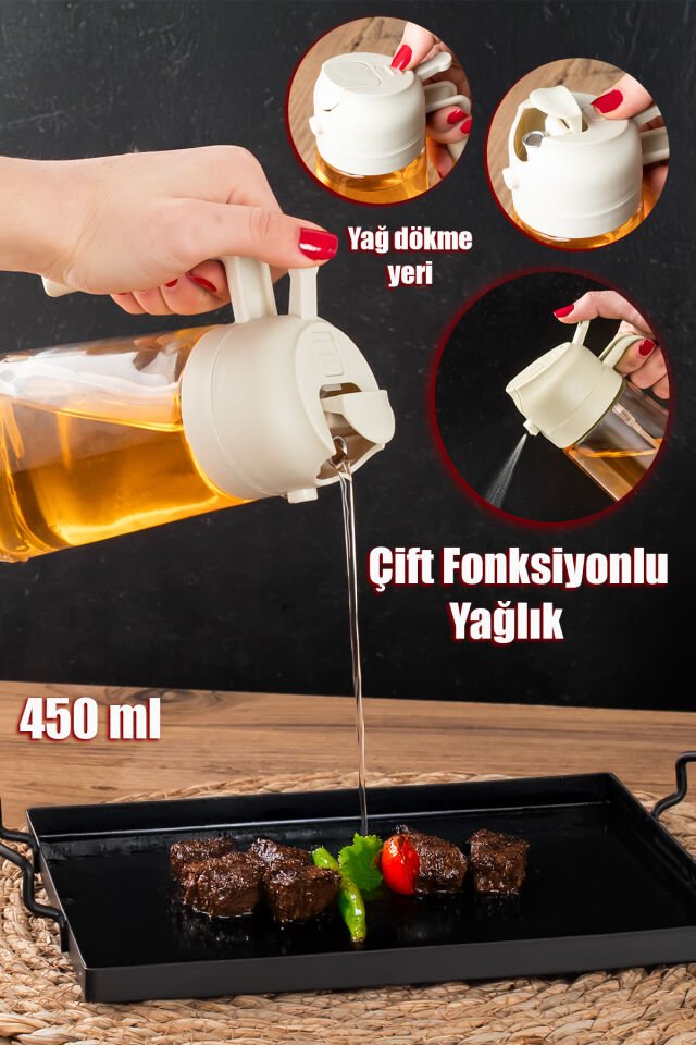 Porsima ALK-3154 2li Cam Sprey-Fısfıs Yağdanlık Limon Sirke Sos Airfryer Püskürtmeli Püskürtücü Yağlık