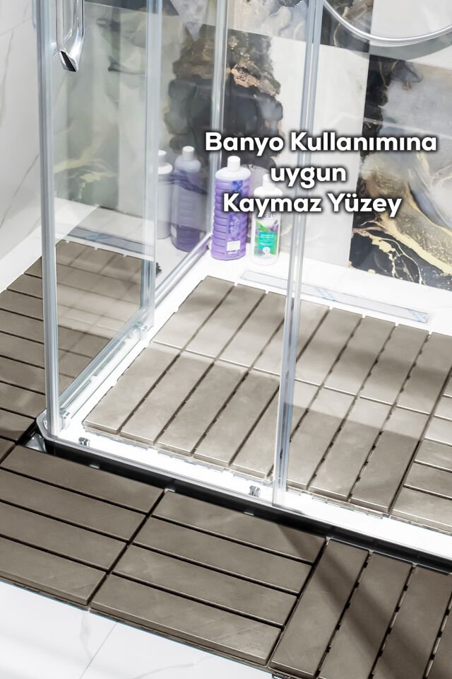 Porsima 1177 27li Bahçe Balkon Teras Zemin Paspası Banyo Paspası Dış Mekan Yer Karosu Latte-3m