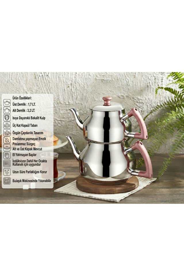 Özkent K-313 Marmaris Mini Boy Sade Çaydanlık Rose