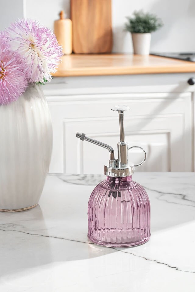 Perotti 15731 Mor Vintage Cam Bitki Sulama Şişesi Oda Kokusu Dağıtıcı Çok Amaçlı Sprey Şişe 250 ml