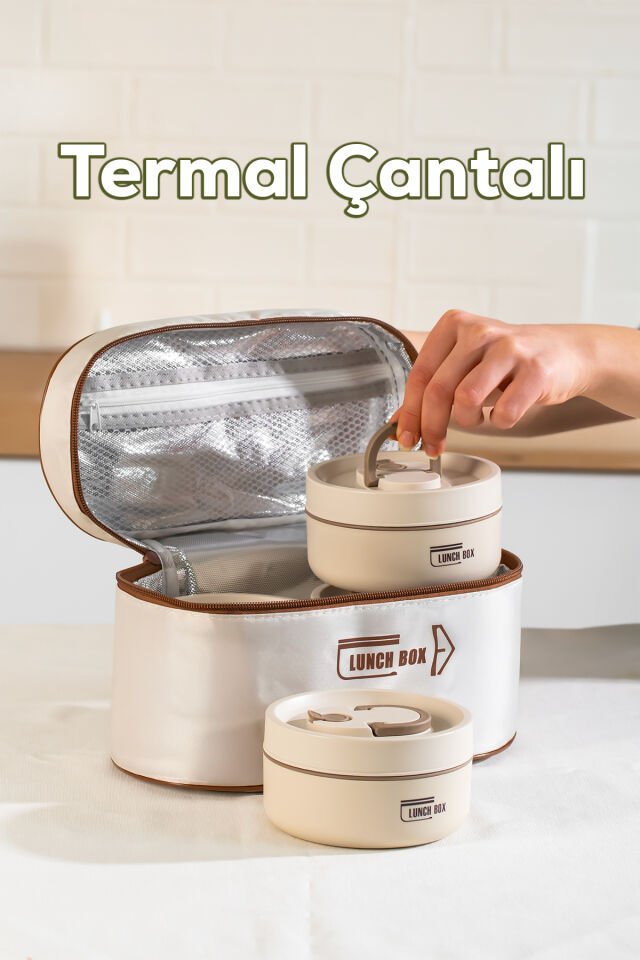 Porsima BL25231 Isı Yalıtımlı Çanta Paslanmaz Çelik 4 Parça Vakumlu Yemek Termosu Beslenme Kutusu Taşınabilir Lunch Box Sefer Tası