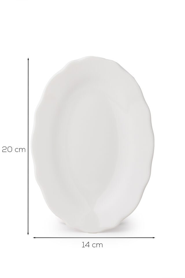 Porsima 4462 Gonca Porselen Kayık Tabak Seti - Oval Kahvaltılık Sunumluk Seti 20cm