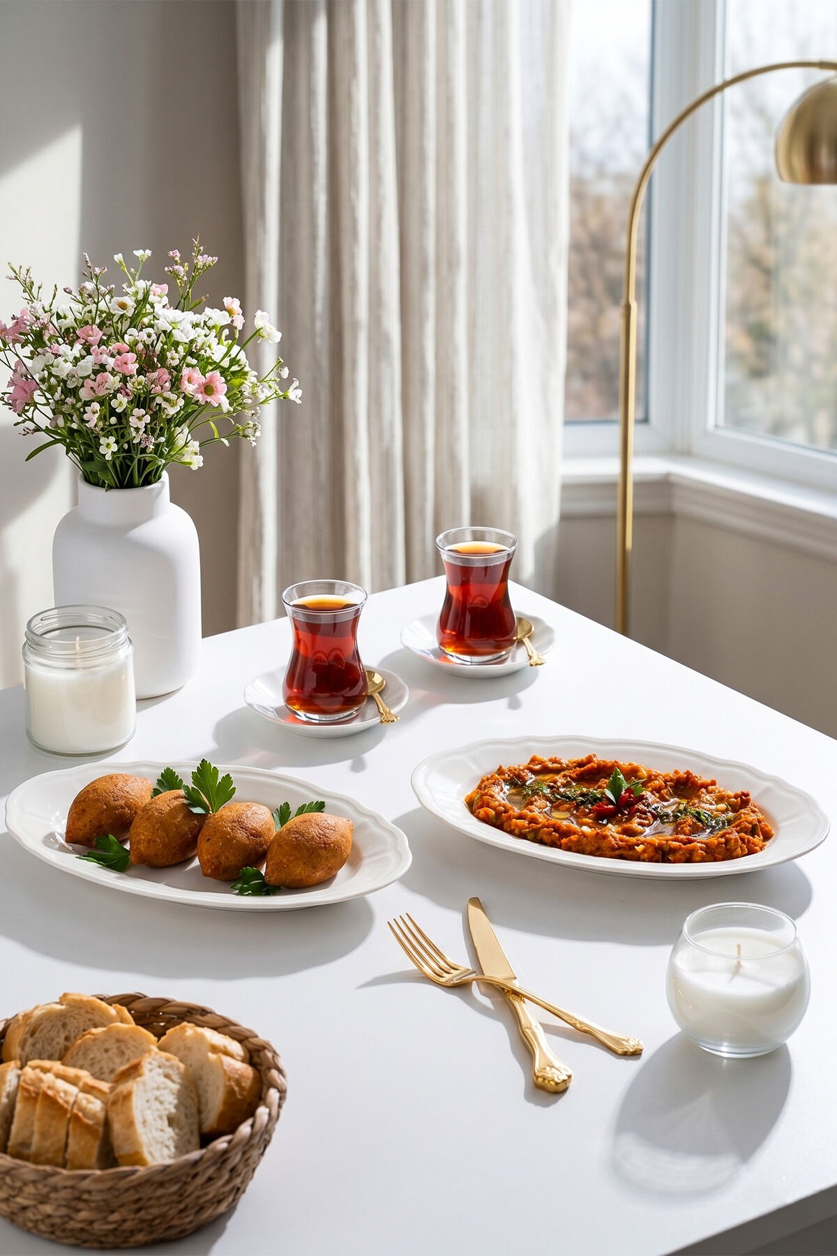 Porsima 4450 Tiffany Porselen Kayık Tabak Seti - Oval Kahvaltılık Sunumluk Seti 25cm
