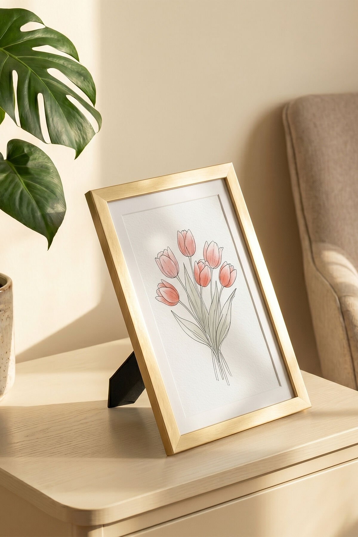 Porsima 4410 Altın Ahşap Modern Dekoratif Cam Fotoğraf Çerçevesi Masa Duvar Fotoğraf Çerçevesi 21x29,7cm