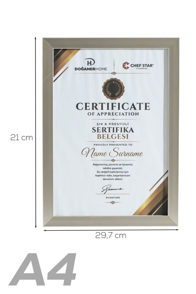 Porsima 4409 Gümüş Ahşap Modern Dekoratif Cam Fotoğraf Çerçevesi Masa Duvar Fotoğraf Çerçevesi 21x29,7cm