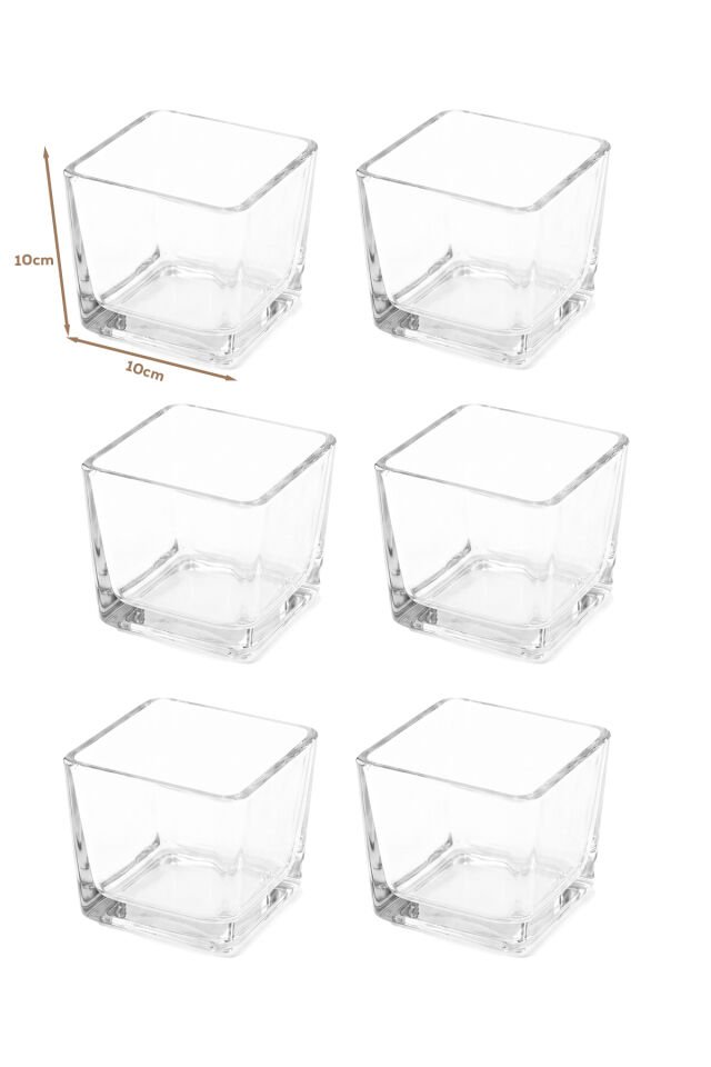 Porsima 13878 Vanes Prizma 6lı Cam Kase Puding Tatlı Ve Dondurma Kasesi Lokumluk Şekerlik Kase Seti Çerez Kasesi 10x10Cm