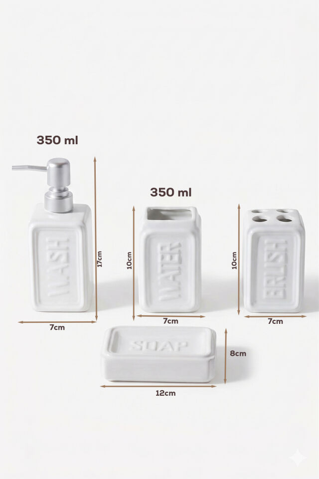 Perotti 13891-2 WELL Stoneware 4 Parça Banyo Seti Beyaz