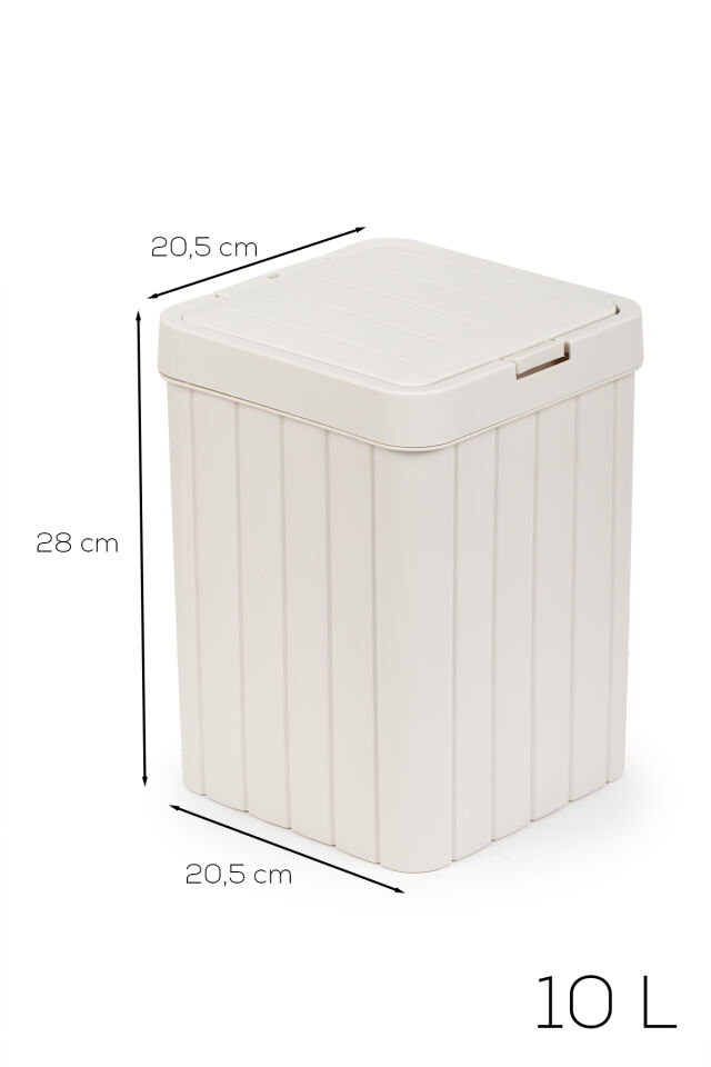 Porsima G-853 Linny Kare Çöp Kutusu Banyo Mutfak Çöp Kovası Kapaklı Banyo Çöp Kovası 10LT