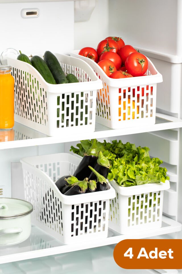 Porsima Org-23 4lü Çok Amaçlı Plastik Dolap Içi Düzenleyici Saklama Kutusu Organizer Sepet - Beyaz