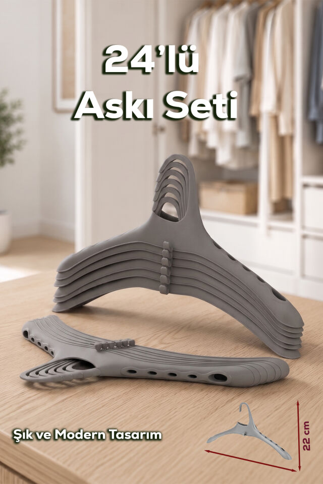 Porsima Harmoni 24 Adet Dolap Içi Düzenleyici Organizer İç İçe Geçen Askı Tişört Gömlek Elbise Askısı Beyaz