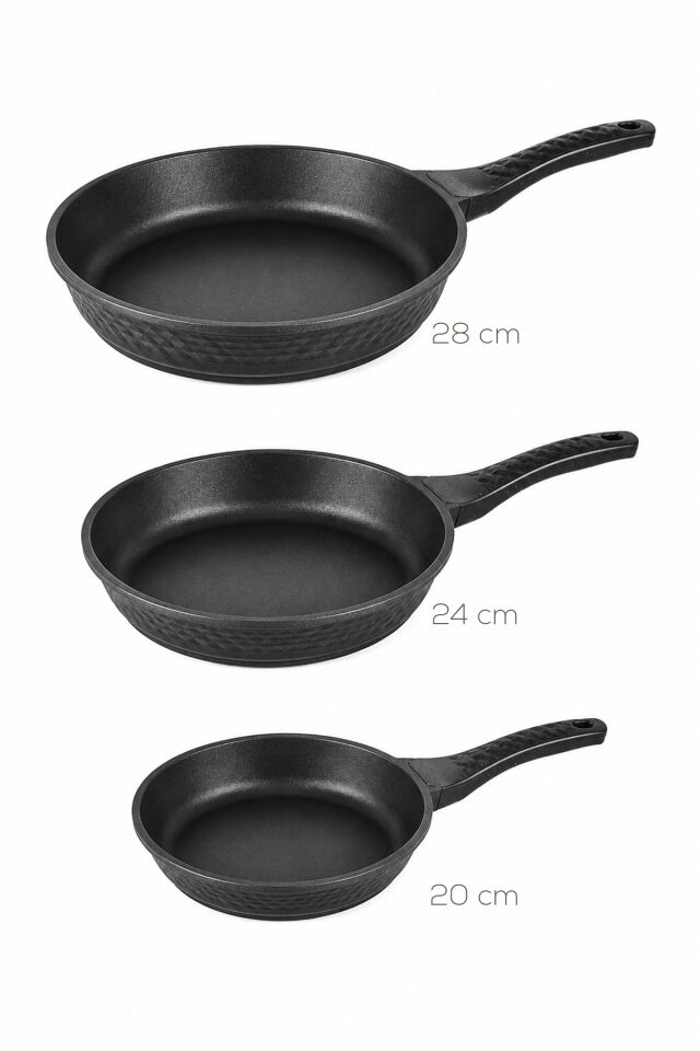 Kahramanlar 3560 Motto 3lü Döküm Tava Seti 20-24-28cm