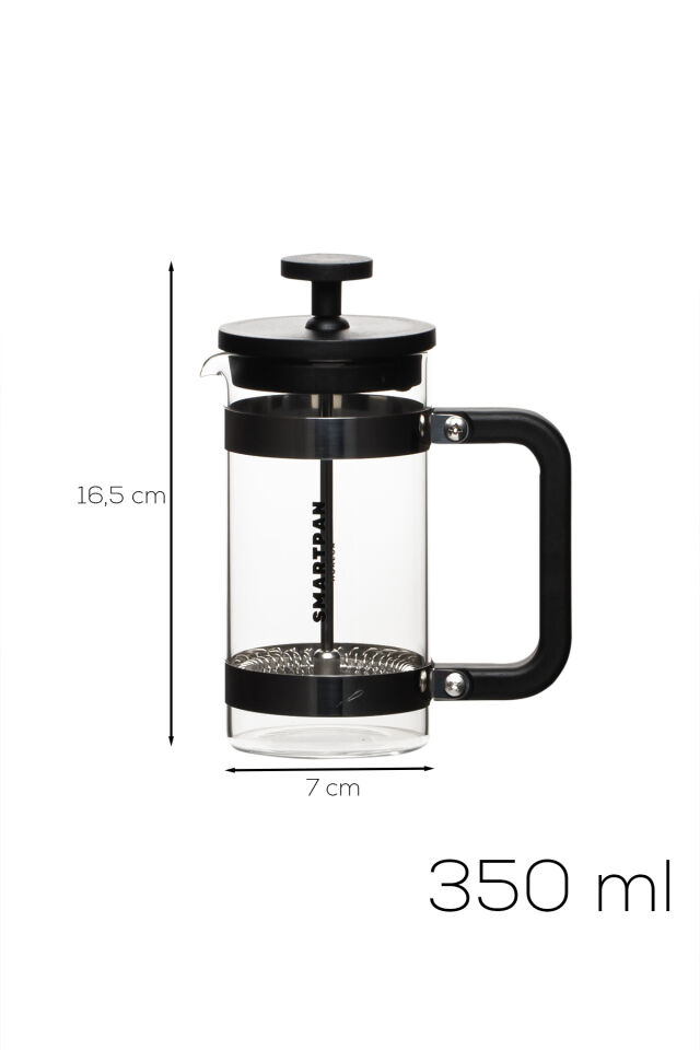 Porsima Smartpan BV008 French Press Paslanmaz Çelik Süzgeçli Cam Bitki Çayı Demliği Kahve Presi - 350 Ml