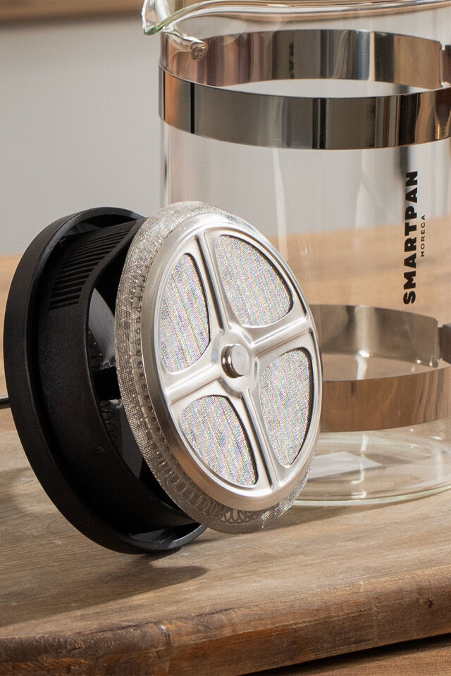 Porsima Smartpan BV008 French Press Paslanmaz Çelik Süzgeçli Cam Bitki Çayı Demliği Kahve Presi - 800 Ml