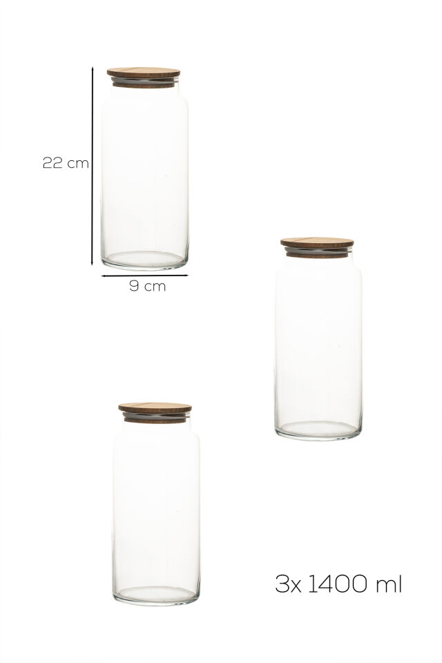 Herevin 232009-000 Cam Saklama Kavanozu 1400 ml | Ahşap Kapaklı Mutfak Erzak Kavanozu