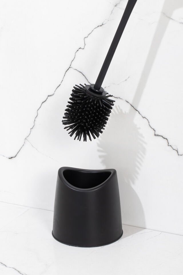 Porsima SB-776 Silikon Wc Tuvalet Banyo Lavabo Fırçası Klozet Temizleme Fırçası Siyah