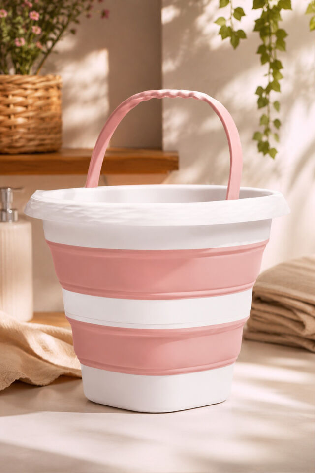 Porsima 1175-1 Damla Katlanabilir Silikon Su Kovası 28x30cm Banyo Balkon Katlanır Temizlik Kovası 10 Lt.