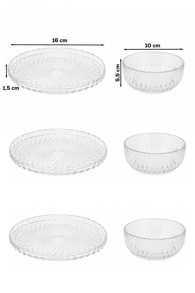 Porsima 13917-1 Aren Mozaik 12 Parça Cam Sunum Seti - 6 Kişilik Pasta Tabağı & Çerezlik