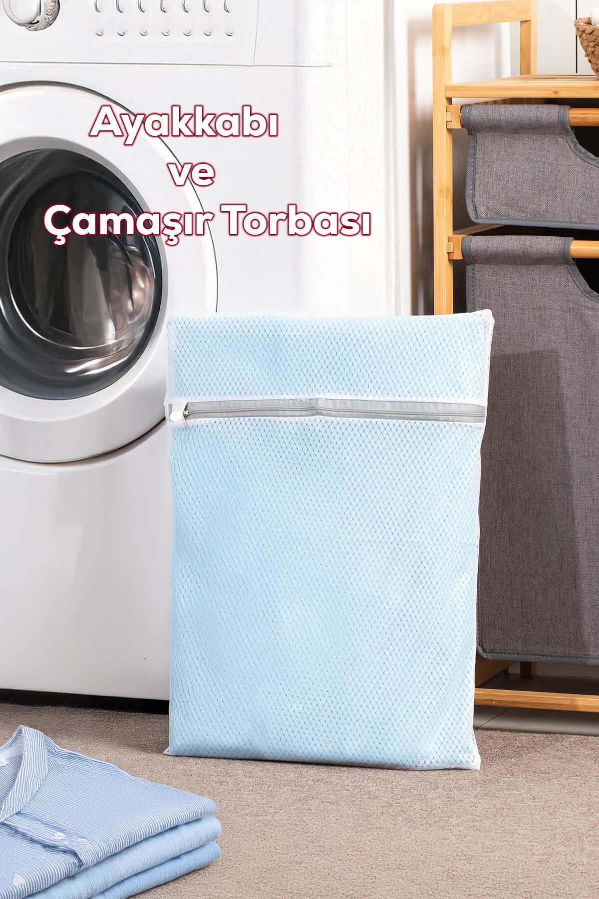Porsima 3129 Çamaşır Yıkama Filesi Fermuarlı Bölmeli Ayakkabı Yıkama Filesi Deforme Önleyici Torba File