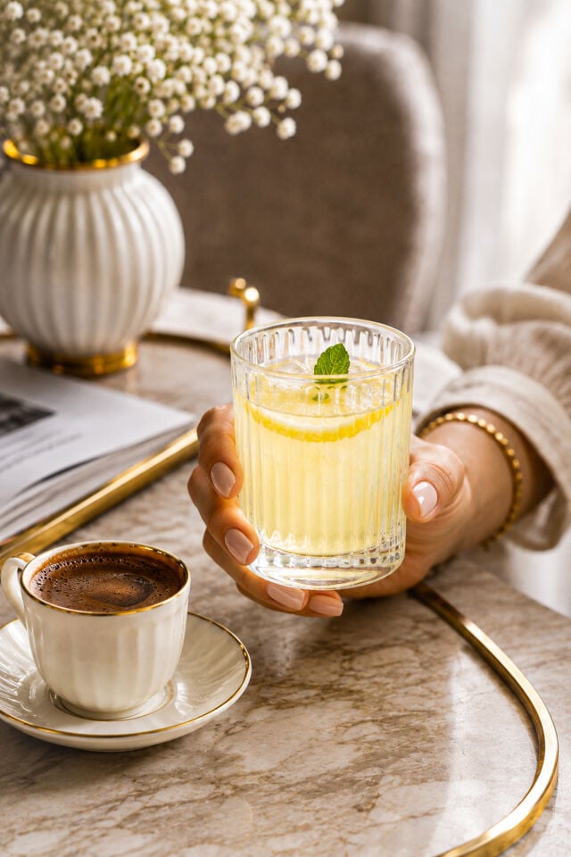Porsima Berrak 13938 6'lı Çizgili Cam Kahve Yanı Su Bardak Seti – 200 ml Meşrubat & İkram Bardağı