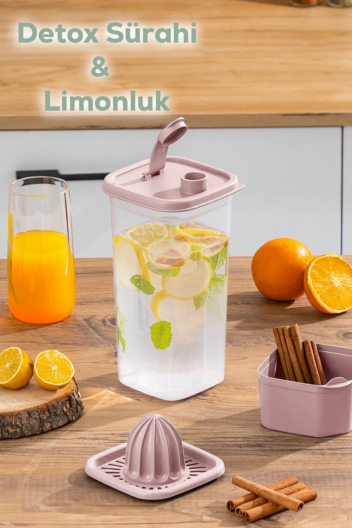 Porsima 1110-5 Sızdırmaz Kapaklı Detoks Sürahi - Matara - Limonluk - Şerbetlik - Suluk Şeffaf Pudra 2lt