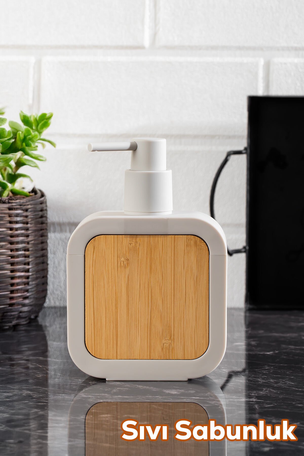 Porsima 3151 Banyo ve Mutfak Sıvı Sabunluk 400ML Taupe-Ahşap